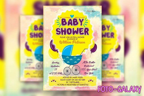 Cartoonish Baby Shower Party Flyer Template