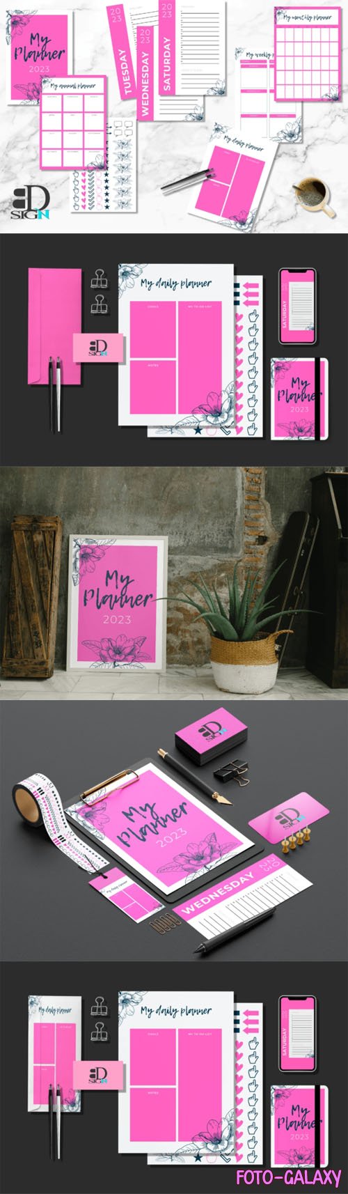 My Planner 2023 - A4 Pink PNG Pages Collection
