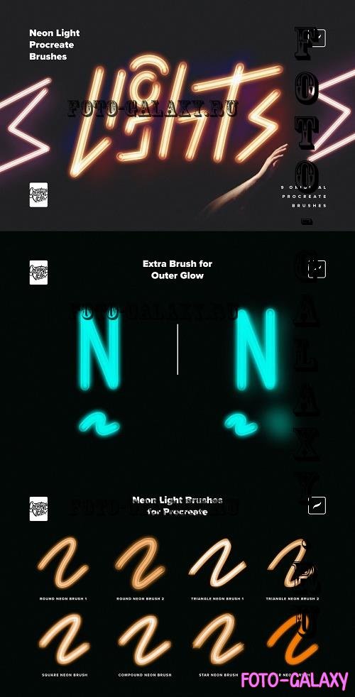 Neon Light Procreate Brushes - 10270619
