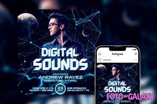 Superb Space DJ Party Instagram Post Template PSD