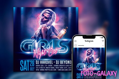 Stylish Girls Night Out Instagram Post Template PSD
