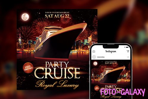 Luxury Cruise Party Instagram Post Template PSD
