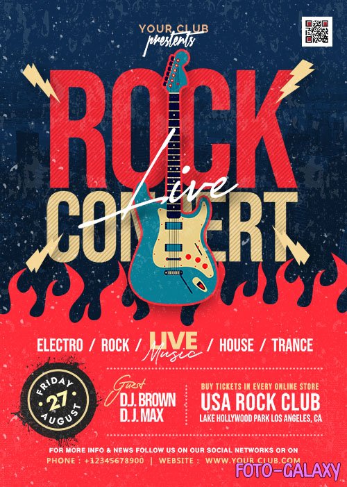 Live Rock Concert Event Flyer PSD