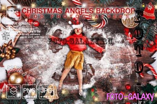 Photoshop overlays Backdrop Christmas Snow Angels in Flour - 2281563