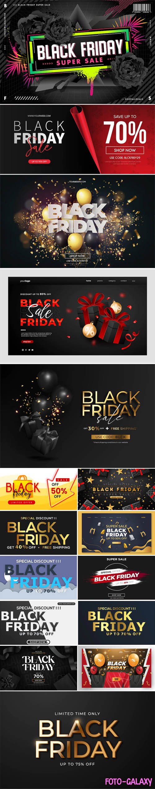 Black Friday Sales - 10+ Modern Web Banners Vector Templates [Vol.1]