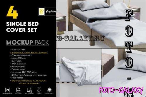 Single bed cover set mockup - 7466089