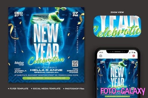 New Year Party Flyer PSD