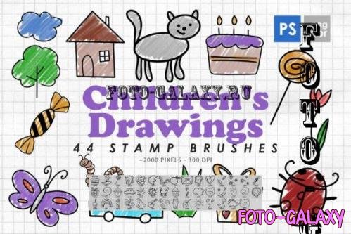 44 Children's Drawings Photoshop Brushes