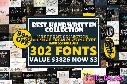 302 Fonts All in Collection - 302 Premium Fonts