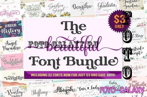 The Beautiful Font Bundle - 32 Premium Fonts