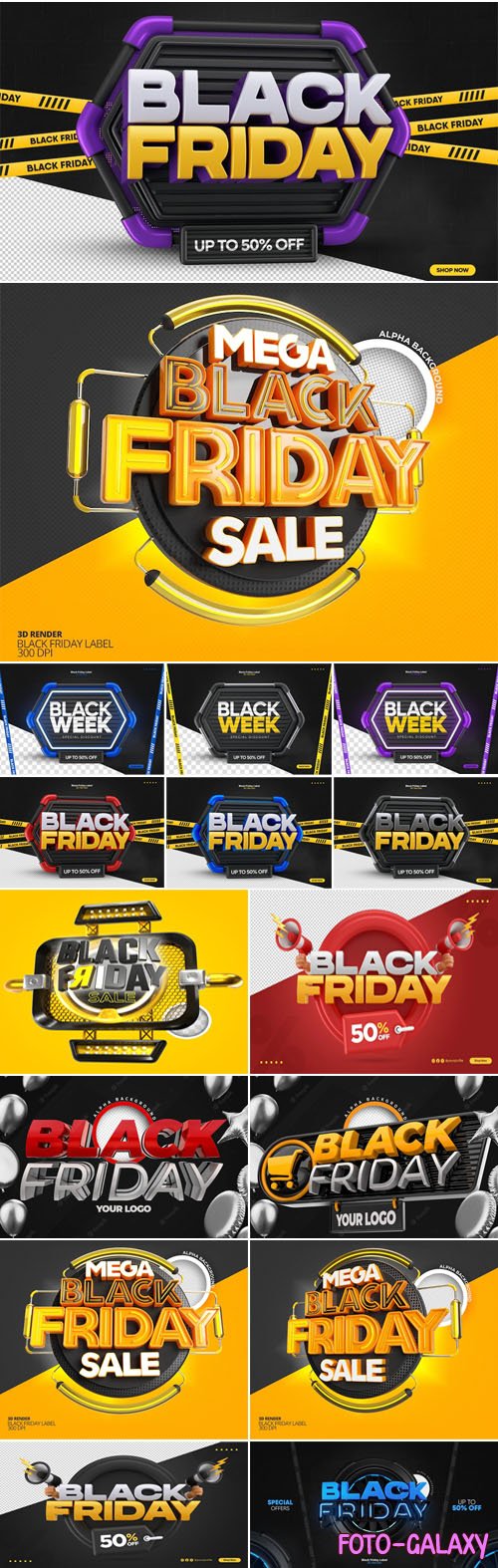 Black Friday - 20+ Super Sale 3D Renders PSD Templates Collection