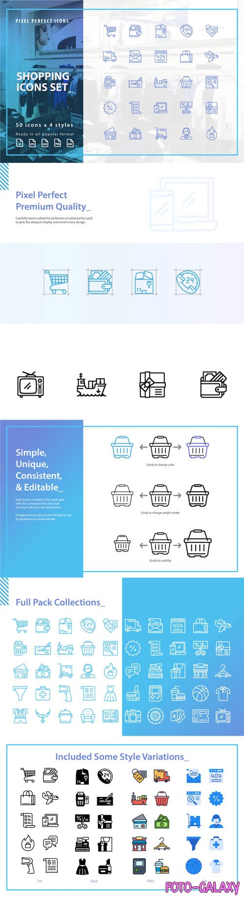 Shopping Icon Set - Pixel Perfect Vector Icons