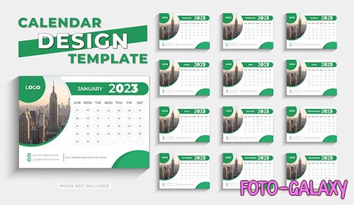 Happy new year 2023 modern desk calendar design template