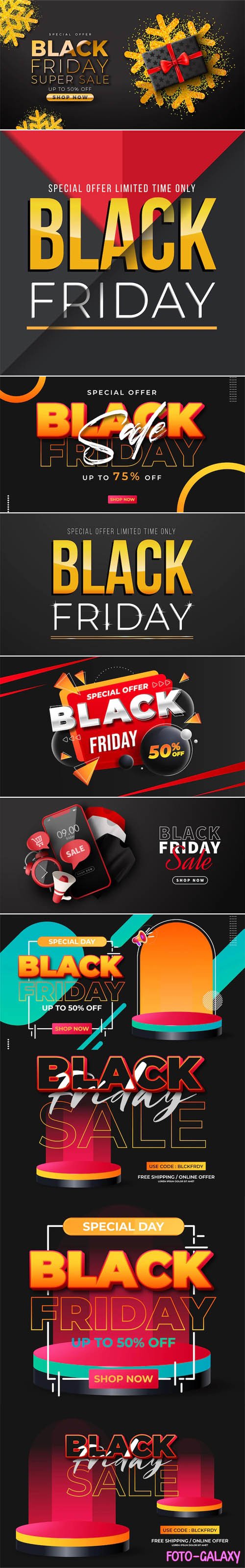 Black Friday - 10 Banners & Backgrounds Vector Templates
