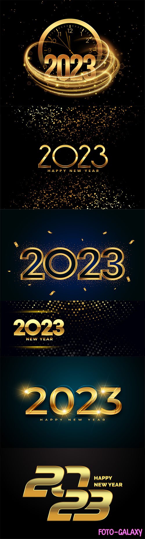 2023 new year wishes vector card with golden confetti and sparkle
