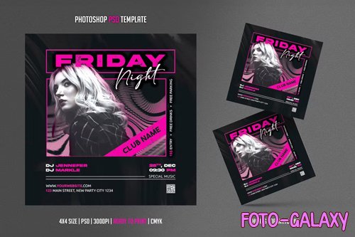 Friday Night Party Flyer PSD
