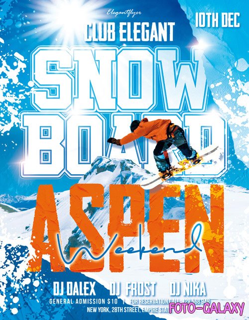 Snow board beautiful flyer psd