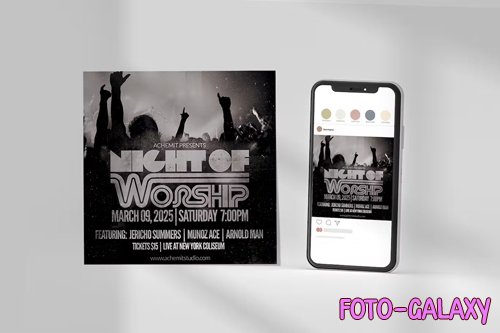 Night Of Worship Church Flyer PSD