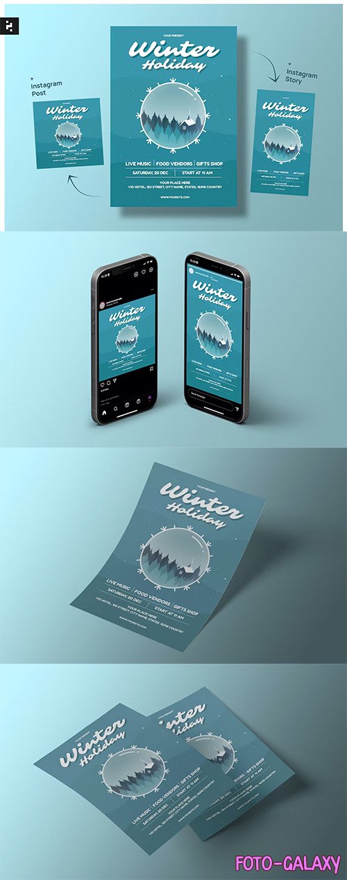 Winter Holiday Flyer PSD