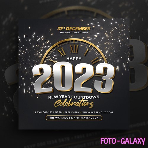 New year party flyer invitation social media post and web banner