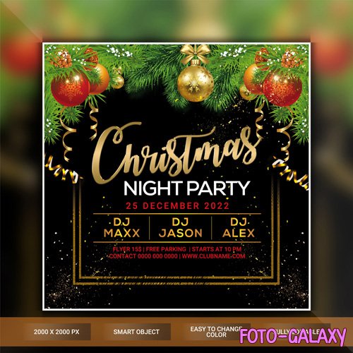 Christmas night party flyer template psd