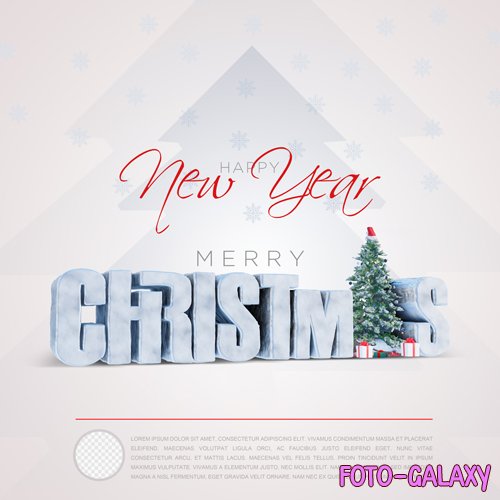 Christmas 3d rendered social media template with transparent background