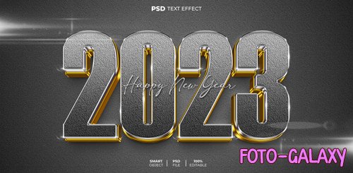 Happy new year 2023 black 3d editable text effect