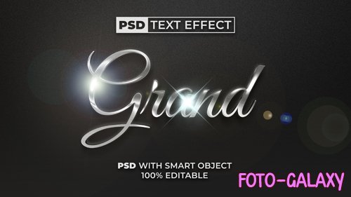 Grand text effect silver style editable text effect