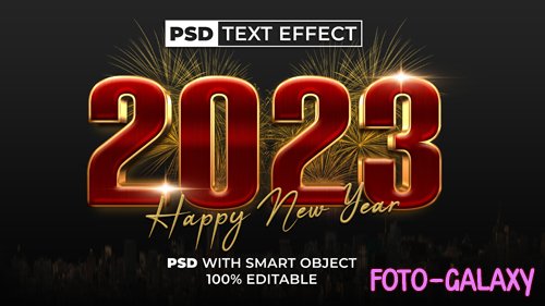 2023 new year text effect red gold style editable text effect colorful theme