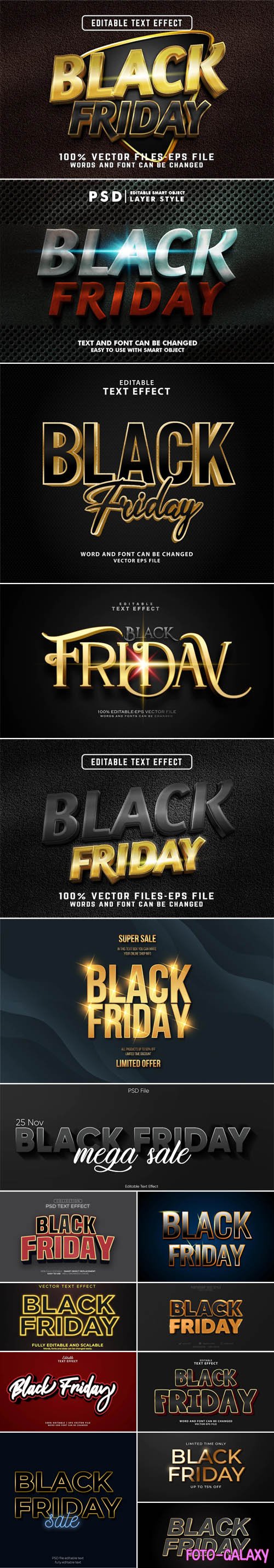 Modern Black Friday 3D Text Effects Vector Templates [Vol.4]