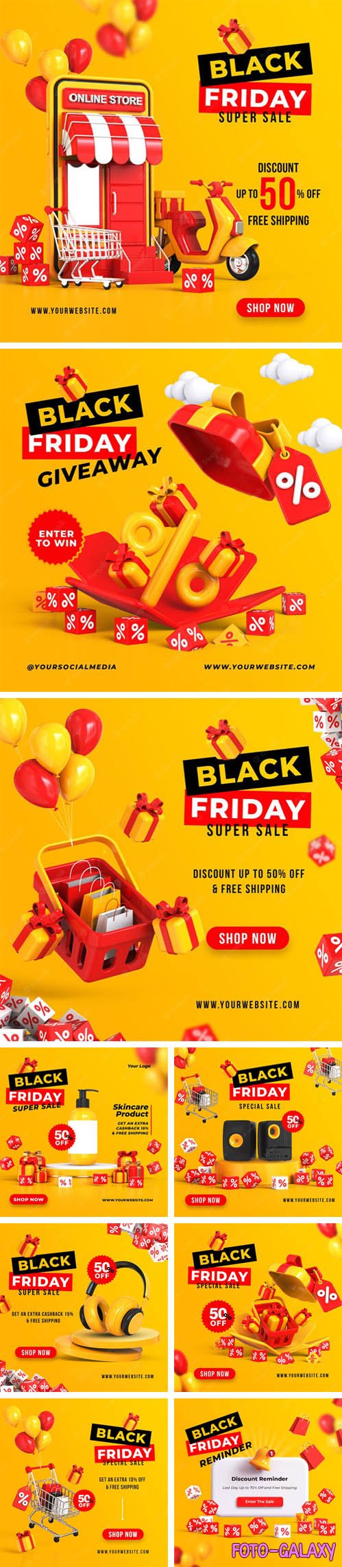 Black Friday Super Sale Social Media Posts PSD Templates Pack