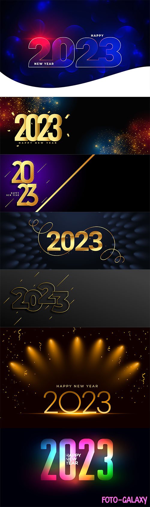 Golden 2023 text with spot light effect for new year banner