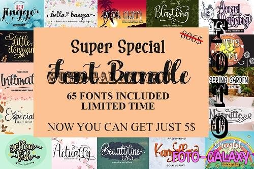Super Special Font Bundle - 65 Premium Fonts