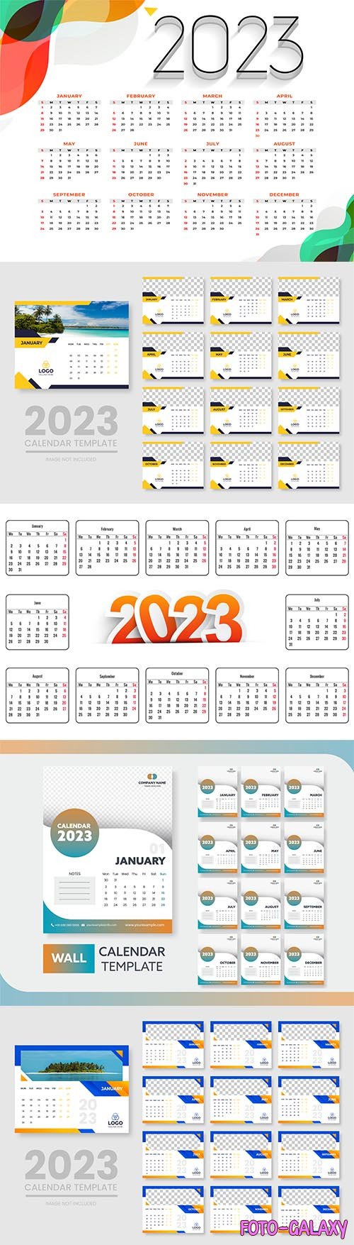 Abstract 2023 calendar template design