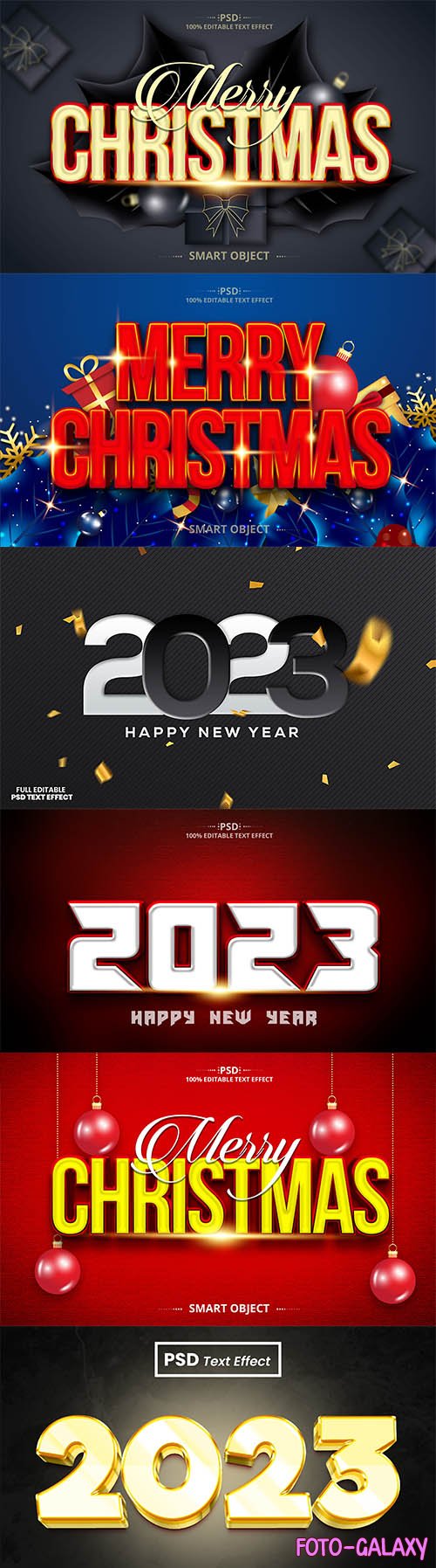 Christmas and 2023 style text effect in psd