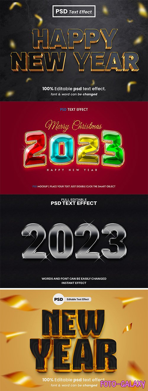 Merry christmas 2023 psd text effect editable