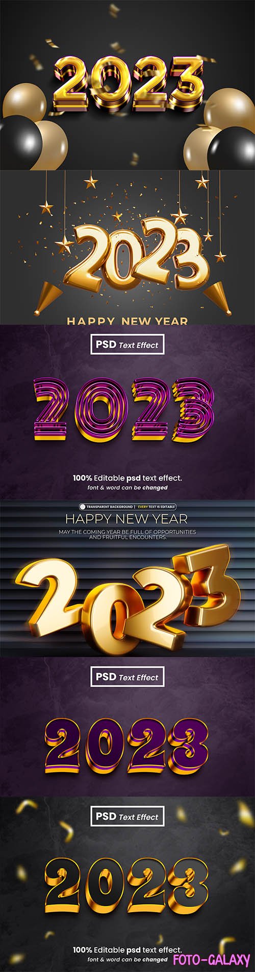 2023 new year gold 3d editable psd text effect