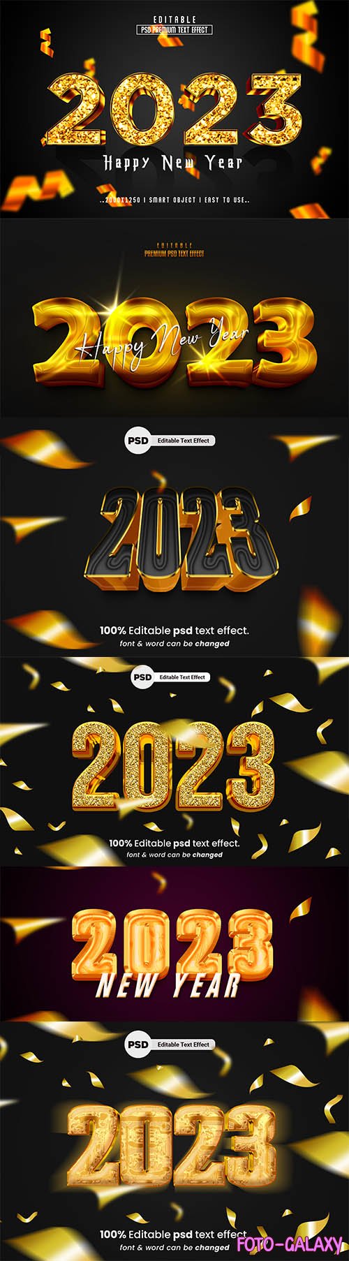 2023 new year 3d editable psd text effect