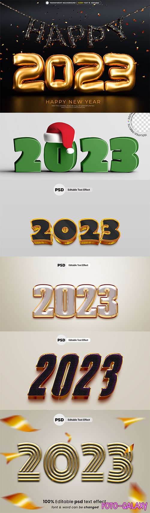 2023 colorful text effect editable in psd