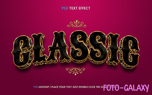 Clasisc ornate 3d text effect psd