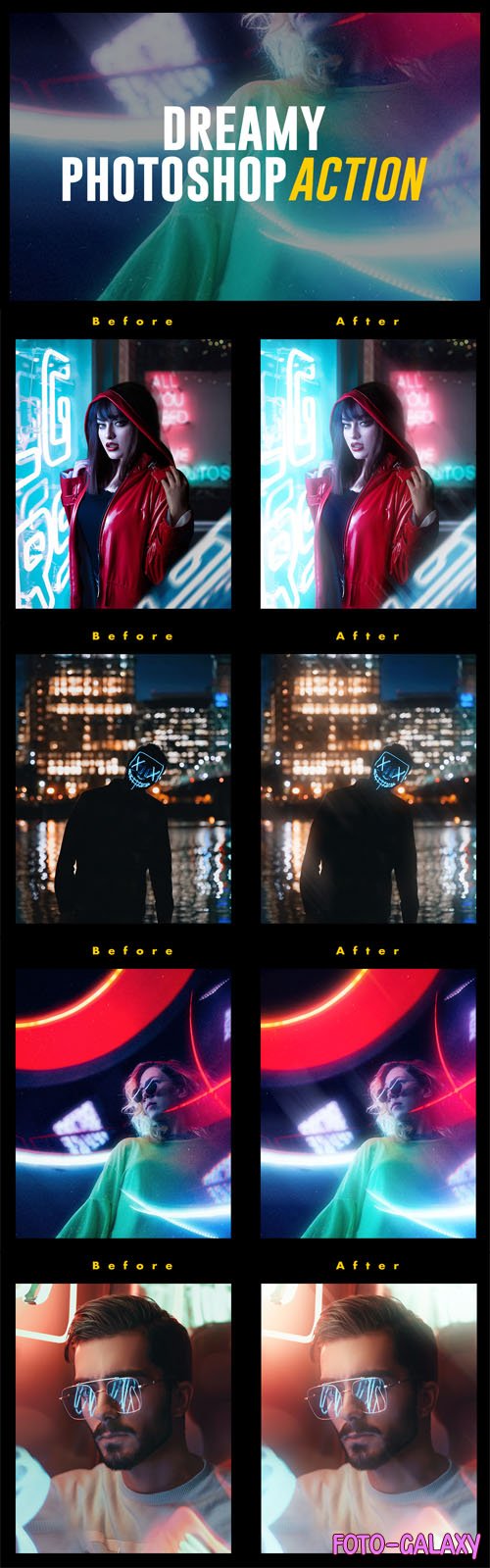 Dreamy Action - Night Portrait Filters for Photoshop