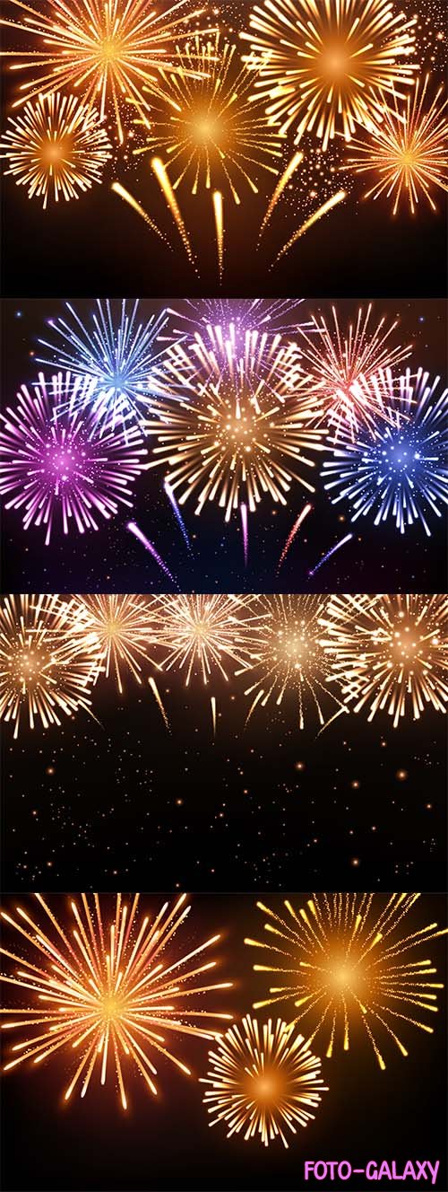 Shining fireworks background, new year celebration vector illustration