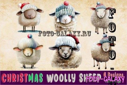 Christmas Woolly Sheep Watercolor Bundle