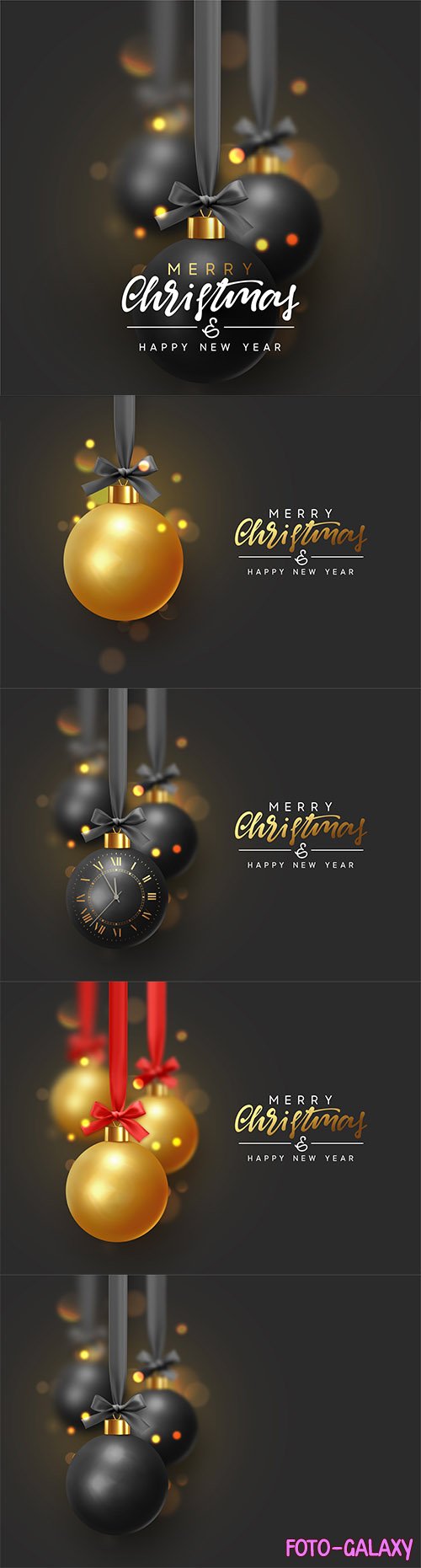 Vector merry christmas and happy new year, xmas golden balls