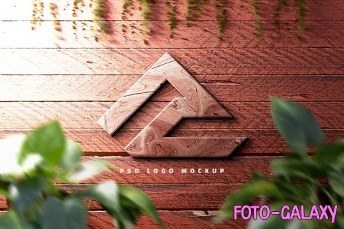 PSD 3d wood texture logo mockup or 3d realistic logo mockup on wood wall background