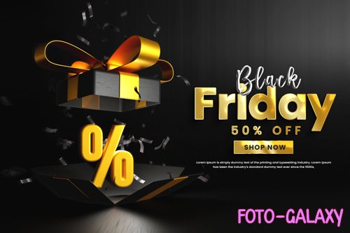 Black friday discount sale offer banner or realistic flag friday banner