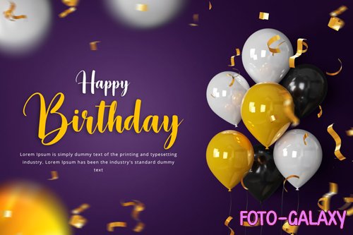 PSD happy birthday celebration banner background with balloon happy birthday social media banner
