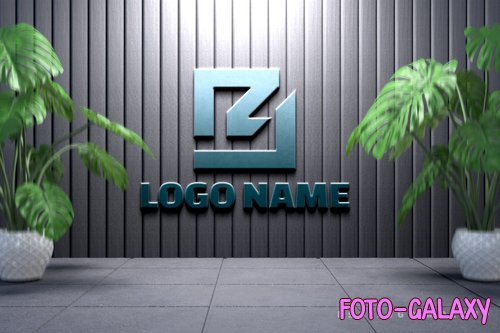 PSD 3d logo mockup on wall or 3d realistic gradient logo mockup