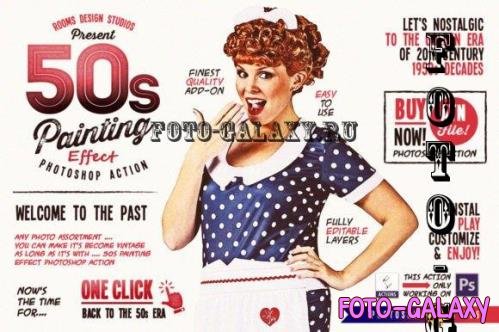 50s Painting Effect Photoshop Action - 343397