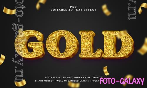 PSD gold 3d editable psd text effect with background